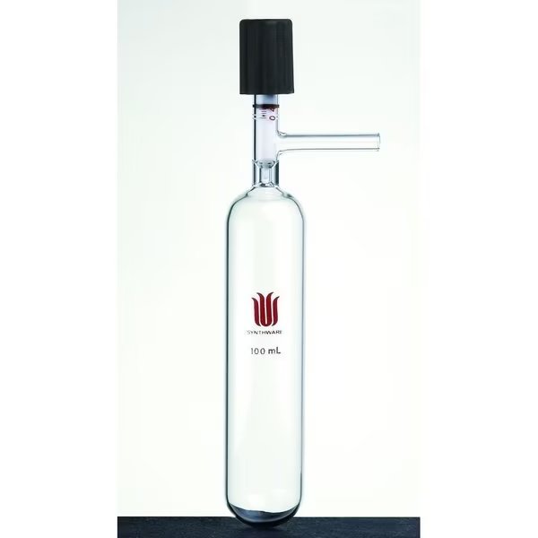 STORAGE TUBE, INTERNAL THREAD, HIGH VACUUM VALVE, 0-8mm, 100mL., Synthware, Mfr#: F588100N